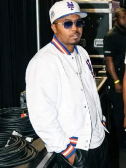 JAŸ-Z 30 Yankee Stadium New York Nas White Varsity Jacket