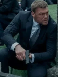 Jack Reacher Black Suit from Reacher Season 2 featuring lapel collar design