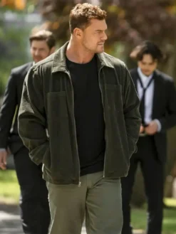 Jack Reacher Reacher S04 Green Suede Jacket with classic Collar