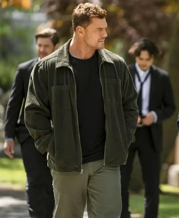 Jack Reacher Reacher S04 Green Suede Jacket with classic Collar