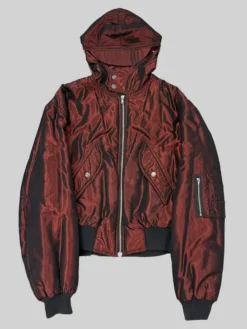 Jean Paul Gaultier 1990s Iridescent Maroon Bomber Jacket front view