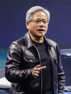 Jensen Huang Signature Black Leather Trucker Jacket