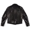 Jensen Huang Signature Black Trucker Leather Jacket Back View