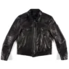 Jensen Huang Signature Trucker Black Leather Jacket Front View