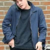 Jonathan Byers Series Stranger Things S03 Charlie Heaton Blue Cotton Jacket front view