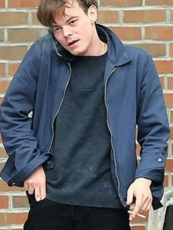 Jonathan Byers Series Stranger Things S03 Charlie Heaton Blue Cotton Jacket front view