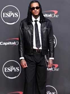 Jordan Clarkson The Espys 2026 Black Leather Jacket Front View