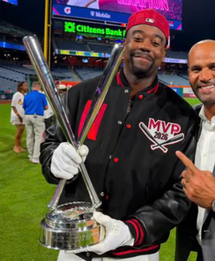 Jordan Walker MVP 2026 Black Varsity Jacket Front Pose