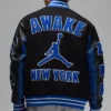 Jordan x Awake NY Blue Varsity Jacket Back View