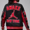 Jordan x Awake NY Red Varsity Jacket Back View