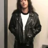 Joseph Quinn Series Stranger Things Eddie Munson Black Biker Jacket front view