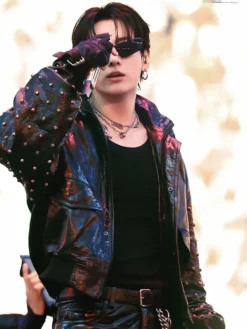 Jungkook Balenciaga Custom Arirang Paris Tour Studded Jacket Front View