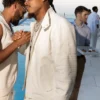 Justin Jefferson White Party 2026 White Leather Jacket