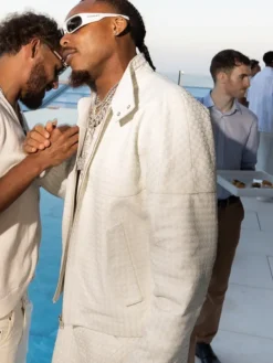 Justin Jefferson White Party 2026 White Leather Jacket