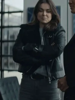 Karla Dixon Reacher S02 Shearling Leather Jacket Front View