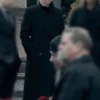 Karla Dixon Reacher Season 2 Black Coat featuring double-breasted button closure