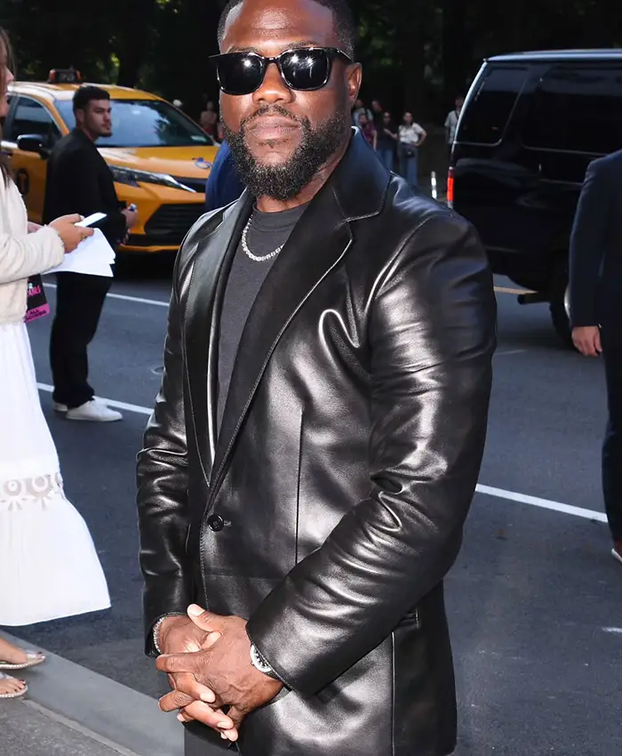 Kevin Hart 72 Hours Premiere Black Leather Blazer Side View