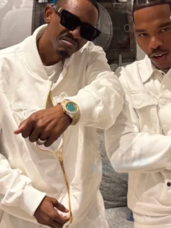 Kurupt Michael Rubin White Party 2026 White Bomber Jacket