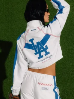 LA Dodgers Off Season x MLB White Full-Zip Track Jacket Back View