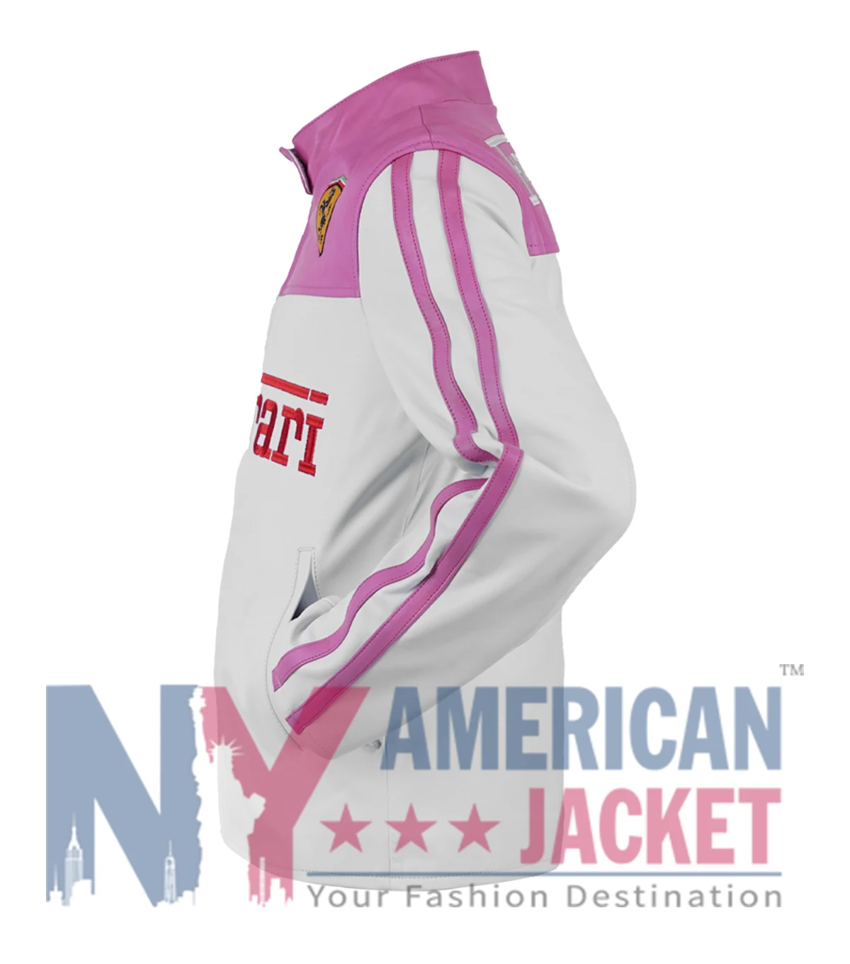 Ladies Ferrari Pink Racing Leather Jacket