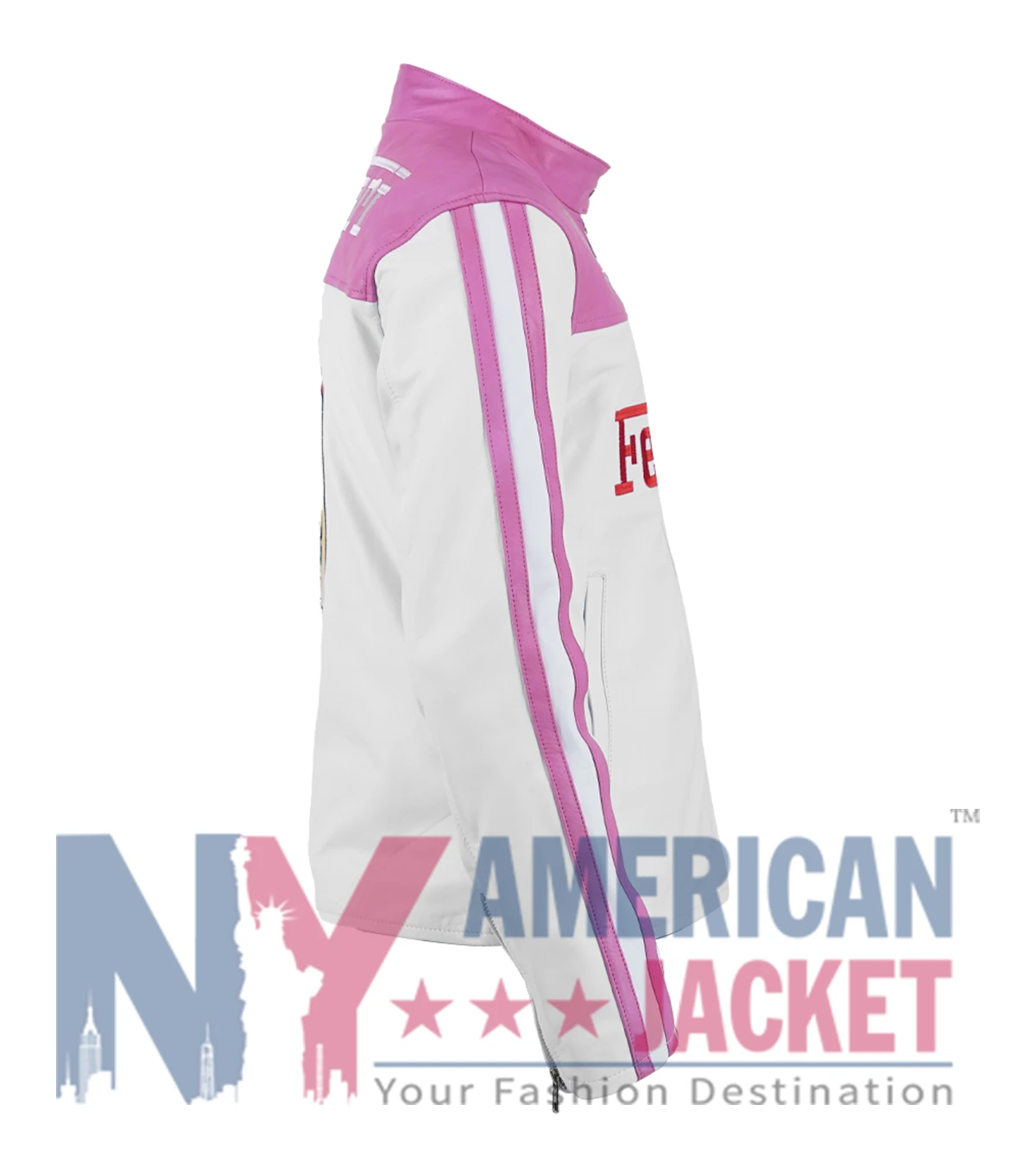 Ladies Ferrari Racing Pink Leather Jacket