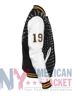Lady Gaga Monster Varsity Jacket with wool body and PU leather sleeves