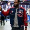 LeBron James Philadelphia 76ers Wool Varsity Jacket with rib-knit collar