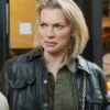 Lindsay Hubbard In the City S01 Black Trucker Leather Jacket front view