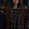 Mabel Mora Only Murders in the Building Black Shearling Leather Coat front view