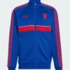 Manchester United Adidas 26-27 Blue Fleece Tracksuit front view with zip jacket