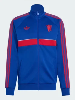 Manchester United Adidas 26-27 Blue Fleece Tracksuit front view with zip jacket