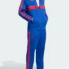 Manchester United Adidas Blue Tracksuit featuring stand-up collar and matching pants
