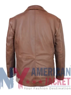 Marshals S01 Mo Brown Leather Blazer Back View