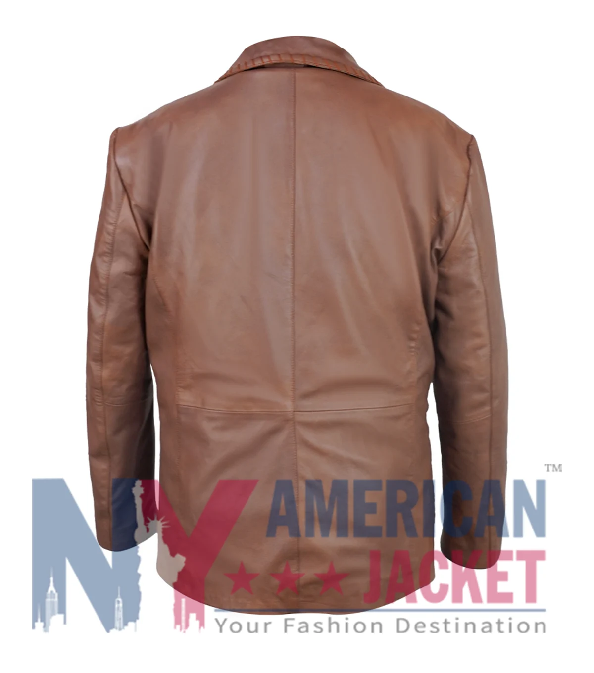 Marshals S01 Mo Brown Leather Blazer Back View