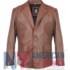Marshals S01 Mo Brown Leather Blazer Front View