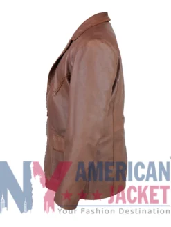 Marshals S01 Mo Brown Leather Blazer Left View
