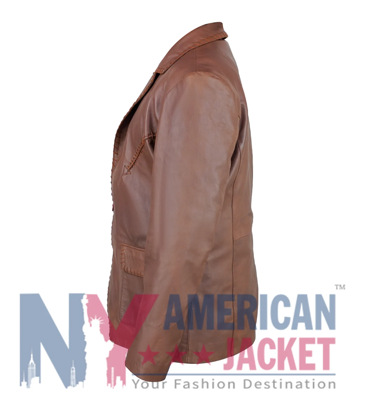 Marshals S01 Mo Brown Leather Blazer Left View