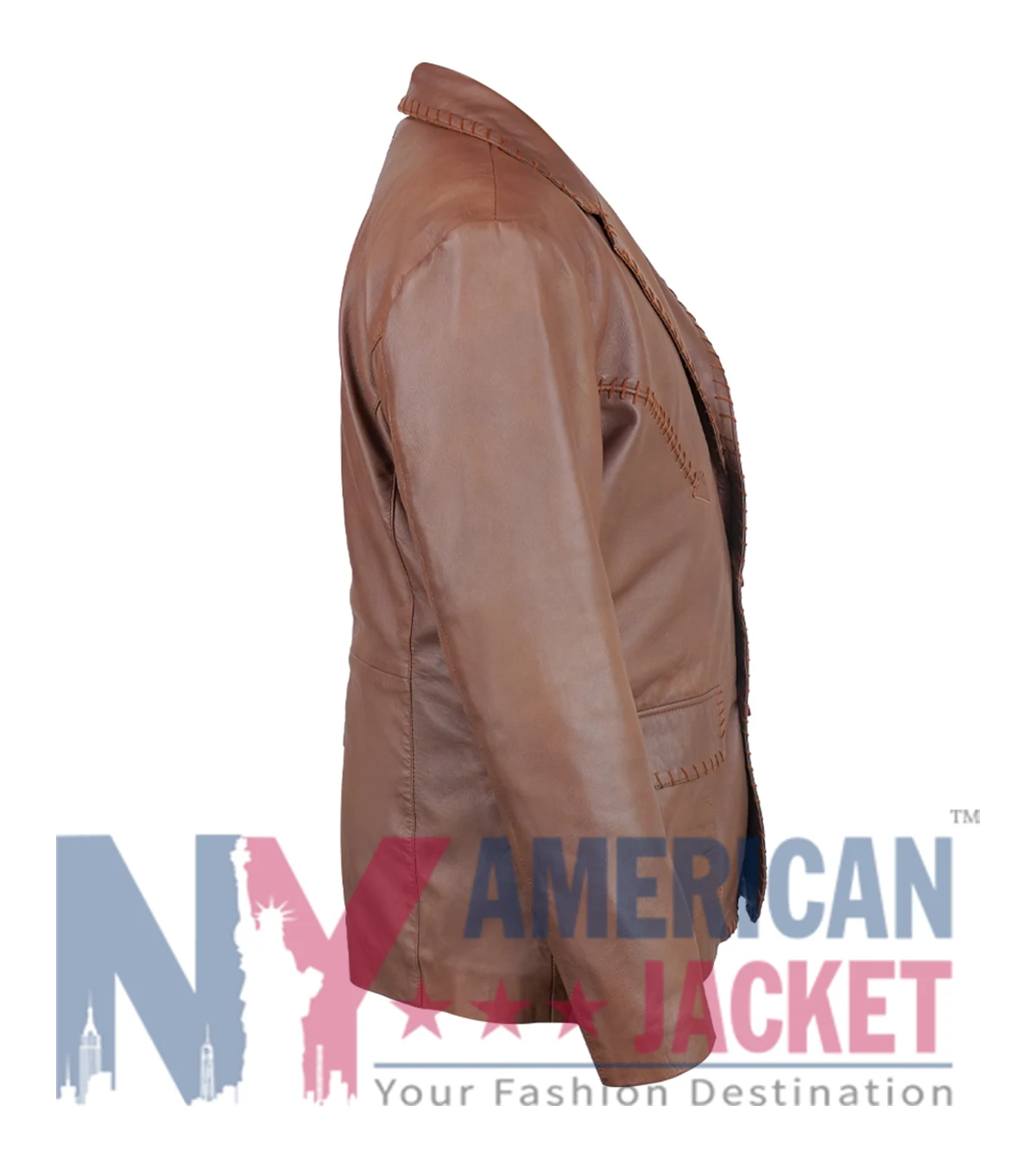 Marshals S01 Mo Brown Leather Blazer Right View