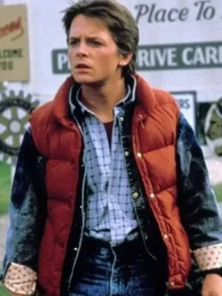 Marty Mcfly Back To The Future Red Erect Collar Vest