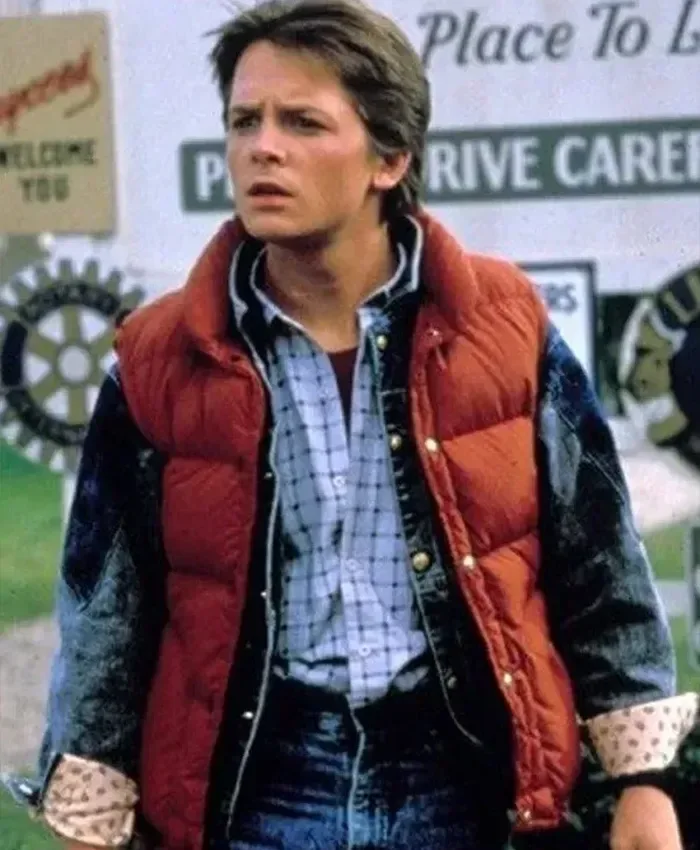 Marty Mcfly Back To The Future Red Erect Collar Vest