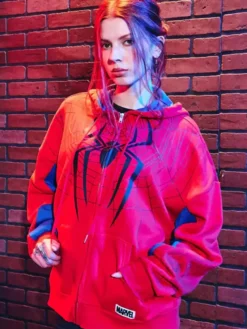 Marvel Spider-Man Girls Oversized Red Hoodie