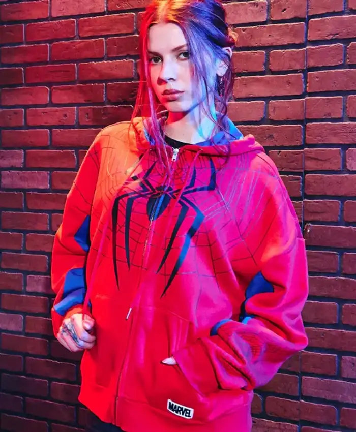 Marvel Spider-Man Girls Oversized Red Hoodie