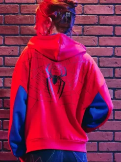 Marvel Spider-Man Girls Red Oversized Hoodie