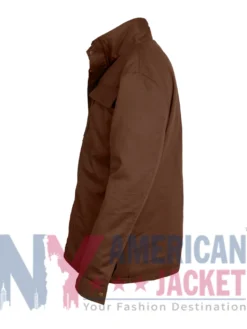 Matus Lajcak Brown Cotton Jacket featuring stand-up collar and YKK zipper closure