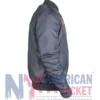 Mavis Beaumont Floral Grey Bomber Jacket with rib-knit collar and zipper closure
