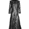 Men Genuine Leather Goth Halloween Long Coat