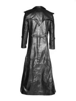 Men Genuine Leather Long Goth Halloween Coat