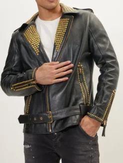 Men-Gold-Studded-Black-Leather-Jacket