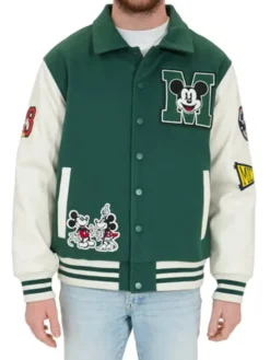 Mens-Mickey-Mouse-Green-Varsity-Jacket