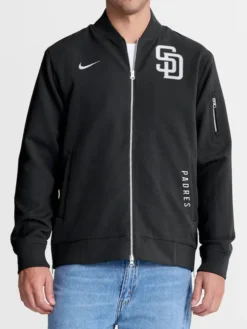 Mens-San-Diego-Padres-Nike-Dugout-Black-Bomber-Zip-Up-Jacket